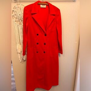 Vintage Red Double-Breasted Lightweight Coat